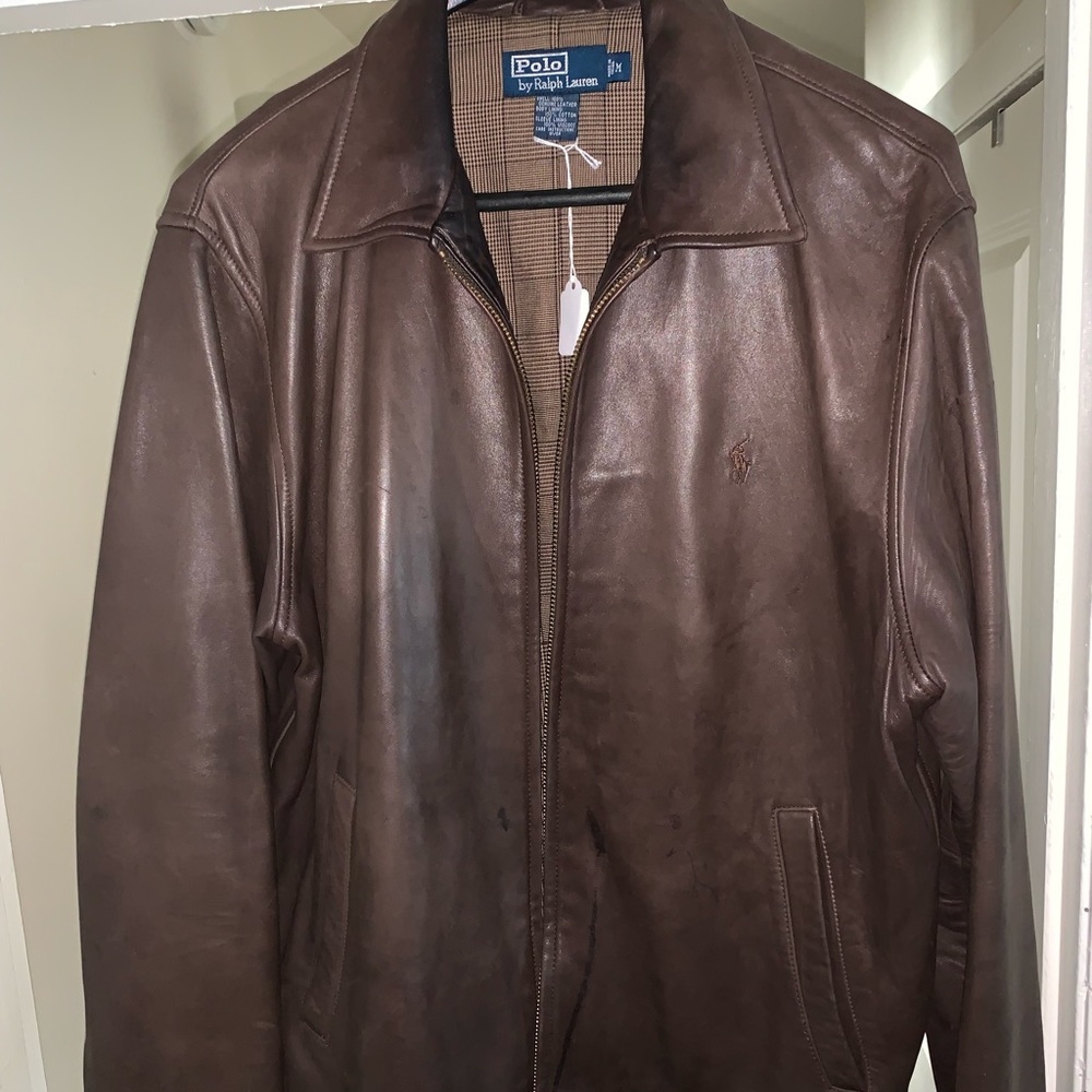 Brown leather Polo jacket